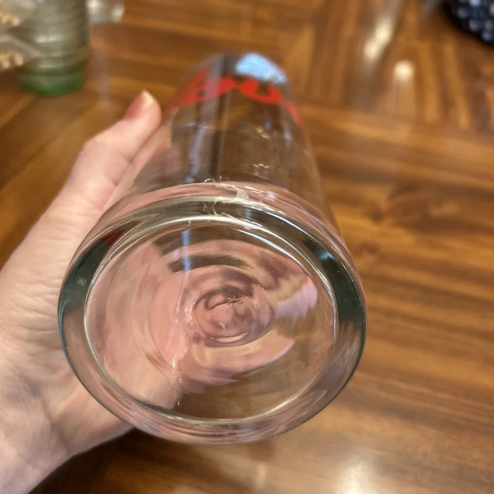 cylindrical clear glass vase Red‎ LOVE Print 9.5